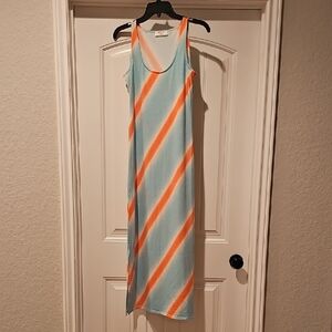 Zara Sleeveless Maxi Dress - Orange and Blue